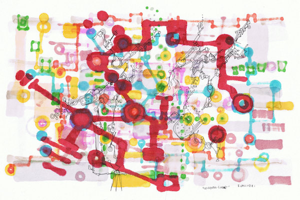Regina Valluzzi | Learning Circuit, hand-drawn ink on acid free paper, 6 x 9 inches 